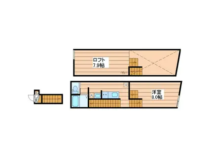 KANKURO中倉(ワンルーム/2階)の間取り写真