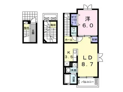 サニースクエアII(1LDK/3階)の間取り写真