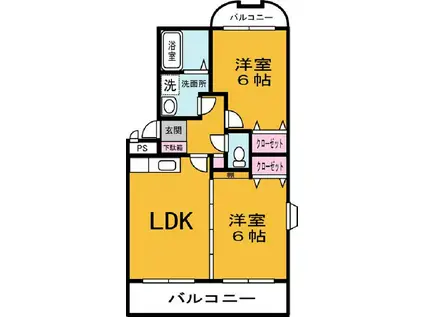 ニューグリーンコート(2LDK/1階)の間取り写真