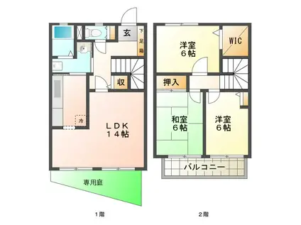 クレールタウン立花(3LDK/1階)の間取り写真