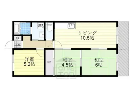 バーンフリート赤大路A棟(3LDK/2階)の間取り写真