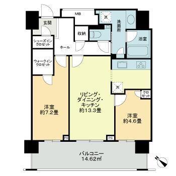 クロスエアタワー(2LDK/19階)の間取り写真