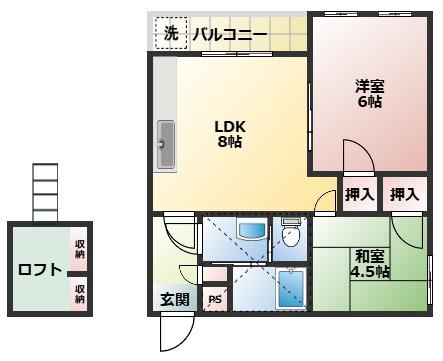 シャルマン星田(2LDK/3階)の間取り写真