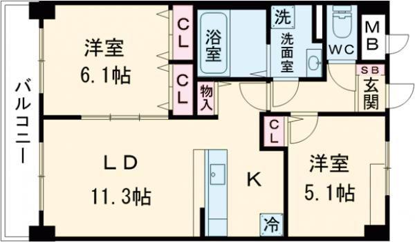 ルーカス長崎諫早I(2LDK/3階)の間取り写真