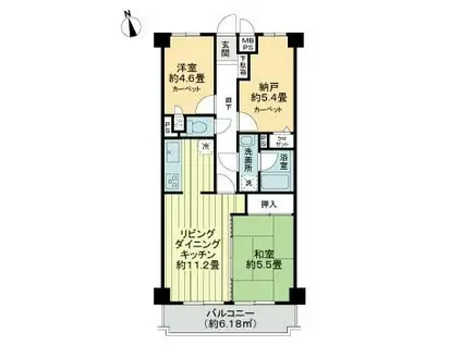 ライオンズマンション高崎(2SLDK/5階)の間取り写真