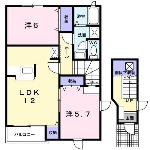 セントラル・ケイA棟(2LDK/2階)の間取り写真