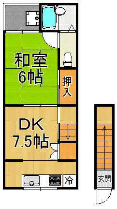 コーポ松本(1DK/2階)の間取り写真