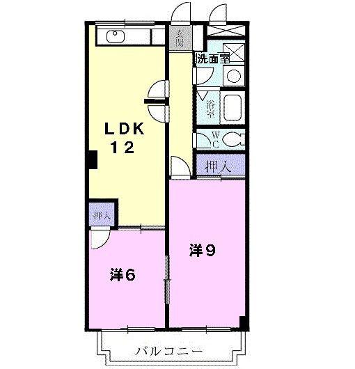 パティオ国分(2LDK/2階)の間取り写真