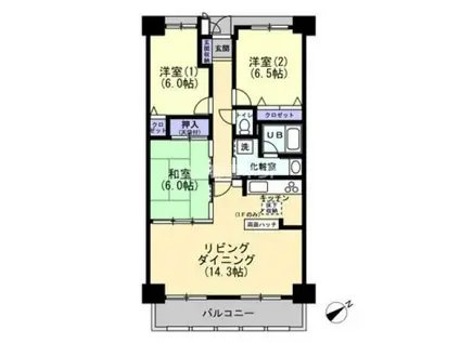 ダイアパレス文理大南弐番館(3LDK/12階)の間取り写真