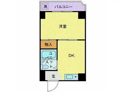 ビューライド川崎(1DK/2階)の間取り写真