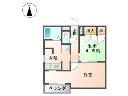 串東ハイツタウン1号棟(1LDK/2階)の間取り写真