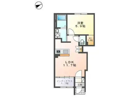 メゾン・杉山(1LDK/1階)の間取り写真