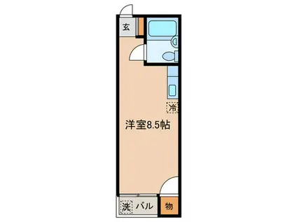 樫の木ハイツ(ワンルーム/2階)の間取り写真