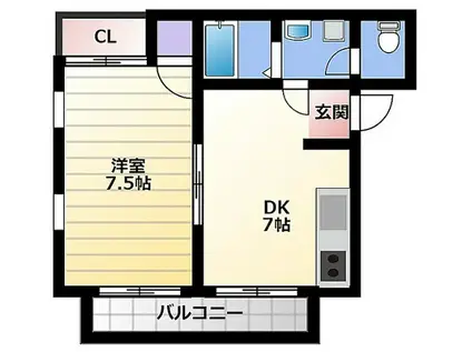 コナビック佐鳴台(1DK/1階)の間取り写真