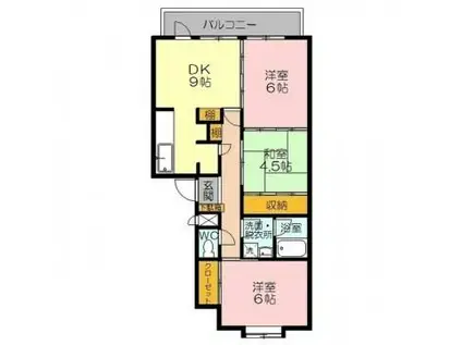 ラ・メゾン・スカイ(3DK/4階)の間取り写真