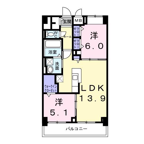 KUNIO(2LDK/4階)の間取り写真