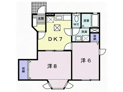 リベルテみくにの(2DK/1階)の間取り写真