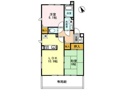 ハイムエルピスI(2LDK/1階)の間取り写真