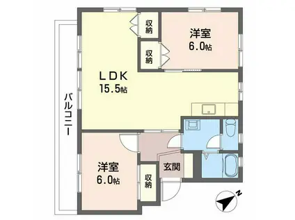 コーポあまず(2LDK/3階)の間取り写真