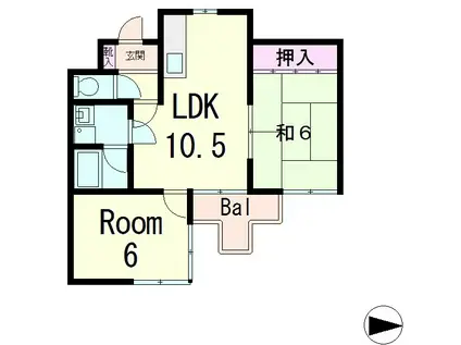 シャトー清井(2LDK/3階)の間取り写真