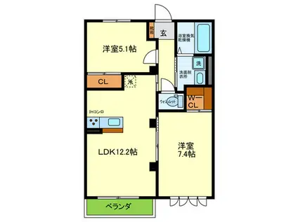 BENIR MAISON OKUBO(2LDK/2階)の間取り写真