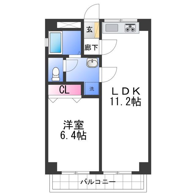 箕西マンション(1LDK/2階)の間取り写真