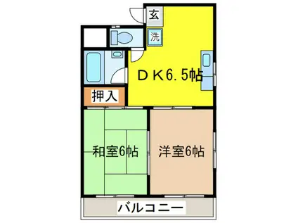 フラット大竹II(2DK/2階)の間取り写真