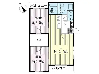 リーラコート(2LDK/2階)の間取り写真