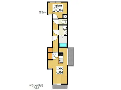 ロンドヴェール伏見桃山(1DK/3階)の間取り写真
