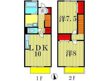 グランドゥール(2LDK/1階)の間取り写真