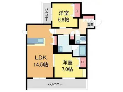 シャーメゾン大市プレミア(2LDK/2階)の間取り写真