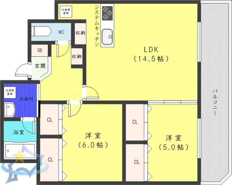 ブランドブラン(2LDK/4階)の間取り写真