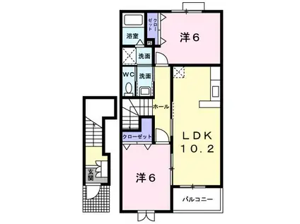 エステート・A I(2LDK/2階)の間取り写真