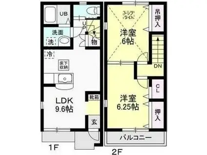 ステーションヒルズ(2DK/1階)の間取り写真