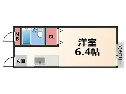 グリシーヌ壱番館(ワンルーム/2階)の間取り写真