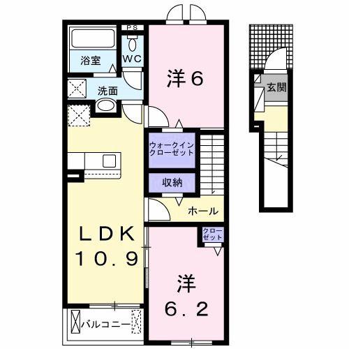 ニューライズ苅田 I(2LDK/2階)の間取り写真