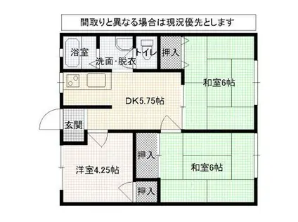 コーポラス皆瀬(3DK/1階)の間取り写真