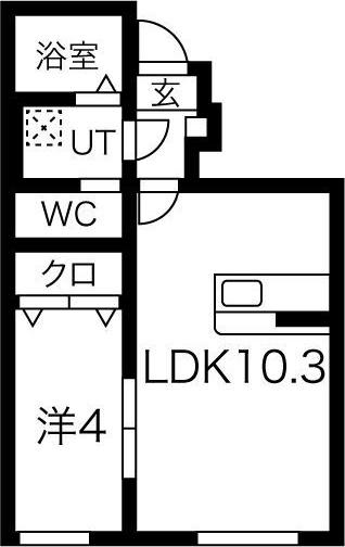 フルールポミエ B(1LDK/1階)の間取り写真