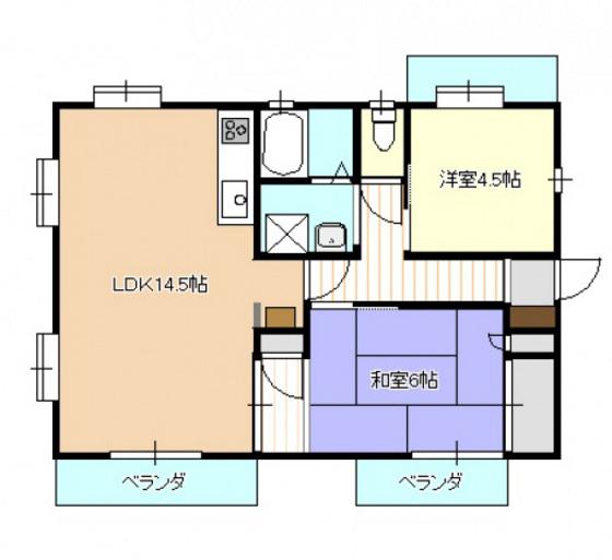 ロータス宮本(2LDK/2階)の間取り写真