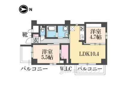 メロディーハイム三条堺町(2LDK/3階)の間取り写真