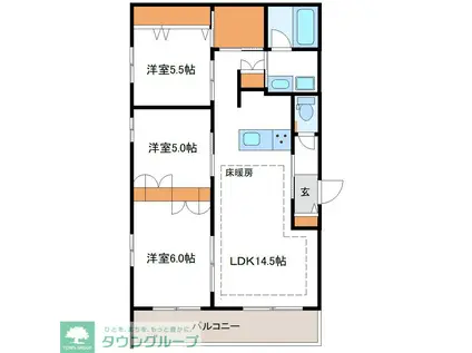 PREMIUM MAISON光(3LDK/3階)の間取り写真