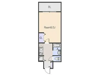 ピュアドームディア県庁前(1K/5階)の間取り写真