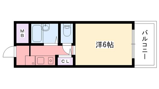 アンポワーズ武庫川レディース(1K/5階)の間取り写真