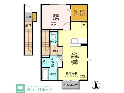 ストラールC(1LDK/2階)の間取り写真