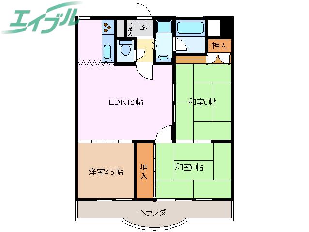 コンフォトゥール(3LDK/4階)の間取り写真