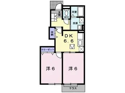 ファースト・ブランチI(2DK/1階)の間取り写真