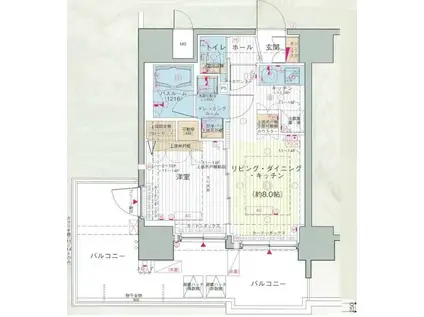 エステムプラザ品川大井町クリスタルヒルズ(1LDK/13階)の間取り写真