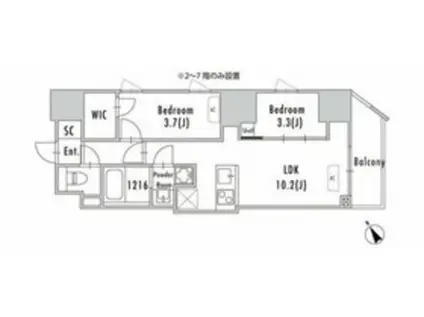 グランパセオ蔵前2(2LDK/3階)の間取り写真