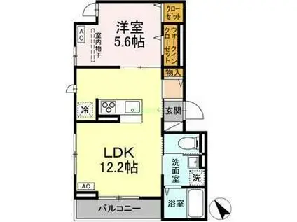 DーROOM連坊(1LDK/1階)の間取り写真