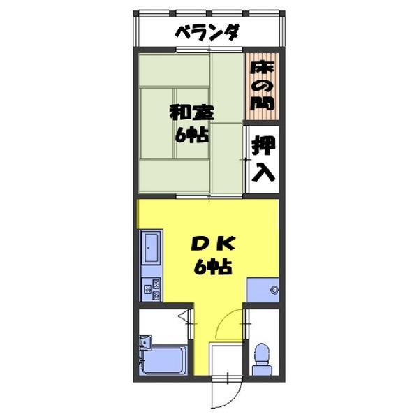 佐藤ビル(1DK/3階)の間取り写真
